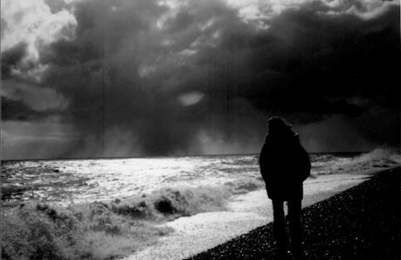 tamara on stormy seafront